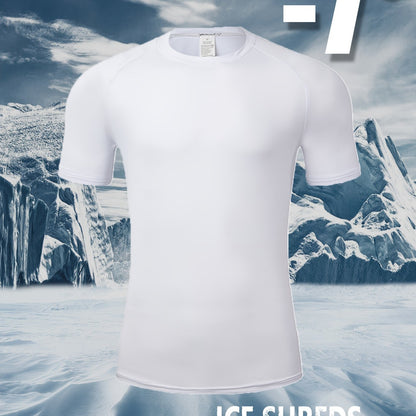 High Stretch Casual Men's Crew Neck Tee for Summer Wear