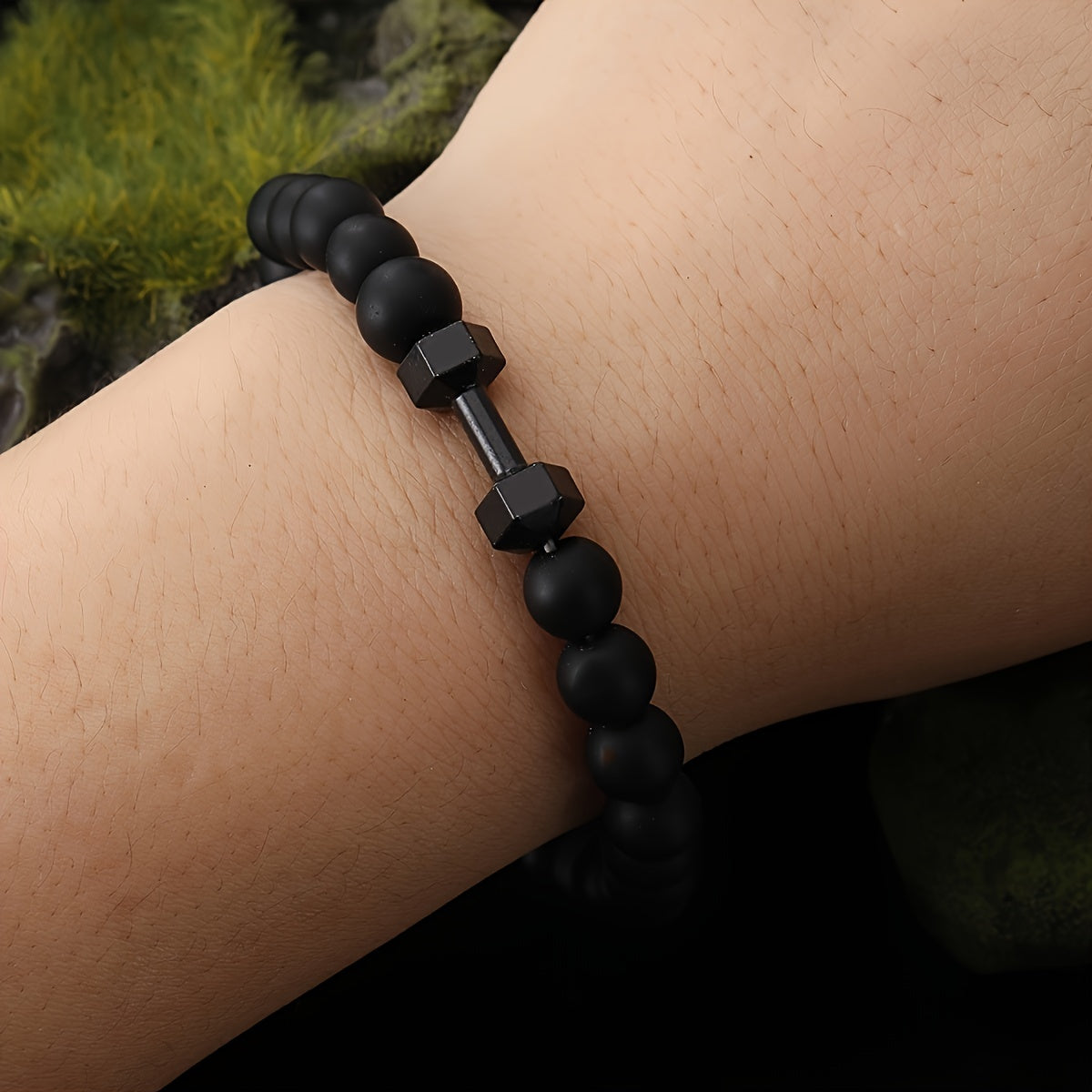 Frosted Bead Dumbbell Bracelet - Elevate Your Masculine Style