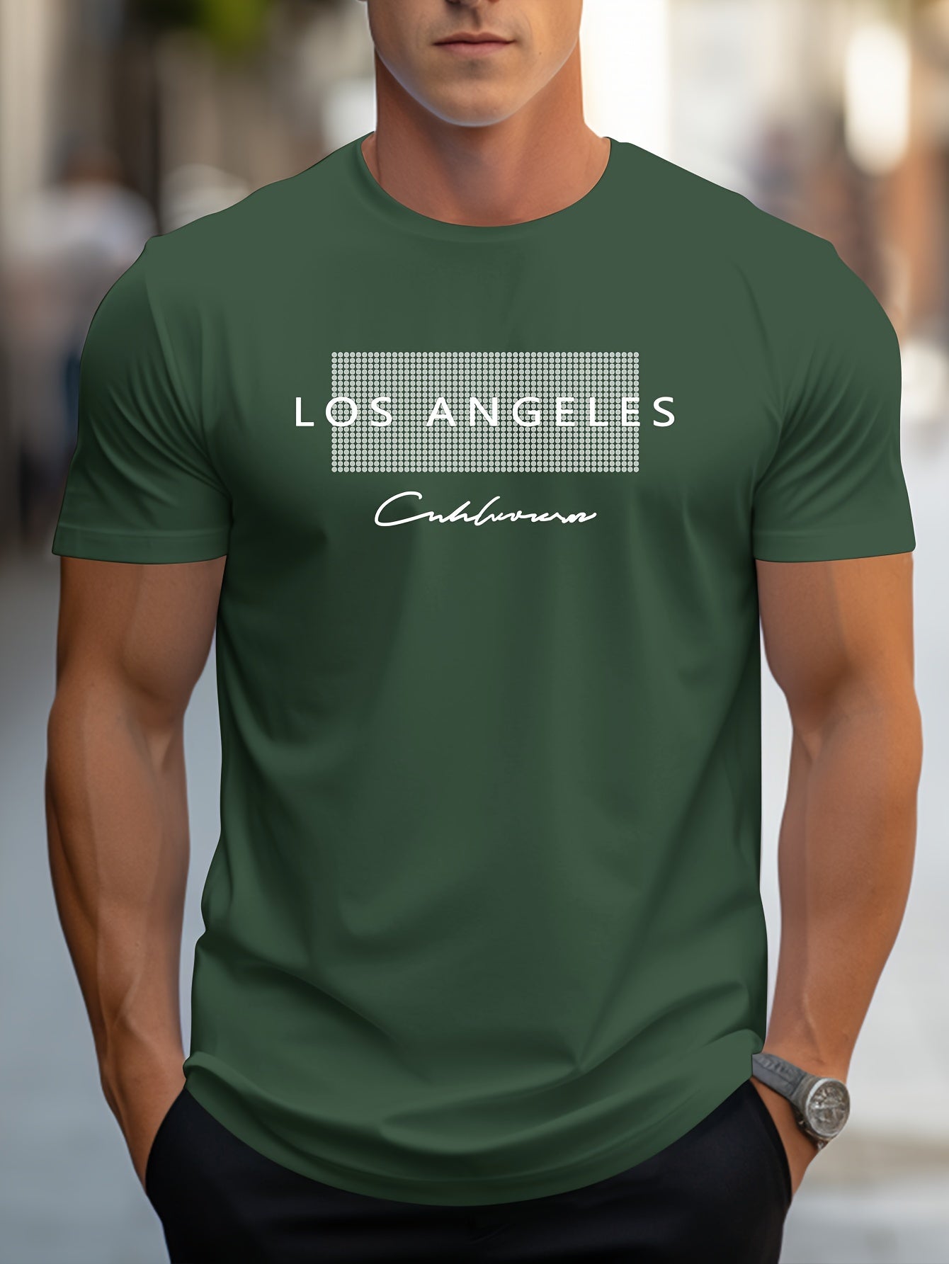 HookUpCo. Los Angeles Graphic Print Casual Short Sleeve Tee