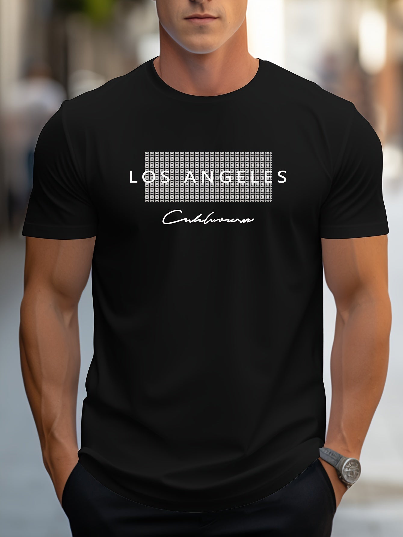 HookUpCo. Los Angeles Graphic Print Casual Short Sleeve Tee