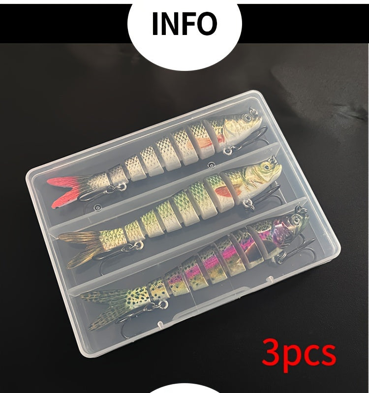 Lifelike 3pcs Fishing Lures with Treble Hooks for More Catches