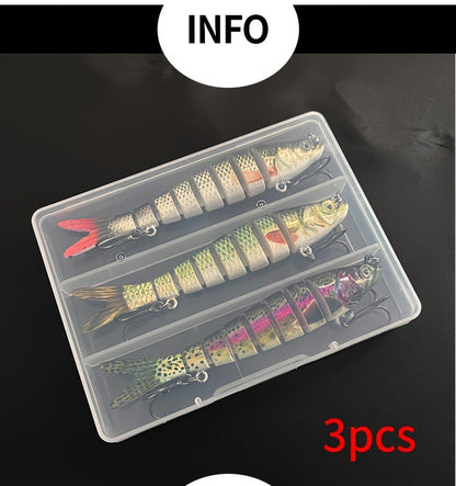 Lifelike 3pcs Fishing Lures with Treble Hooks for More Catches