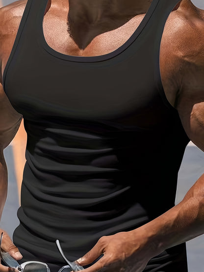 Men's Active Crew Neck Tank Top for Summer Fun - HookUpCo.