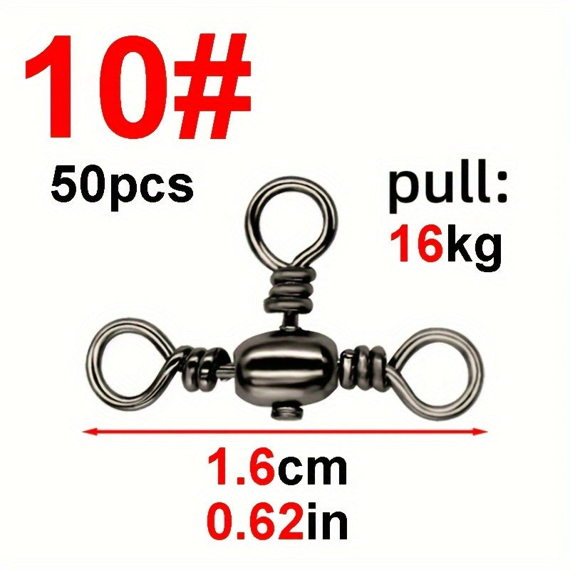 Durable 50pcs Fishing Hooks Barrel Swivels for Tackle Use