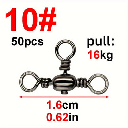 Durable 50pcs Fishing Hooks Barrel Swivels for Tackle Use