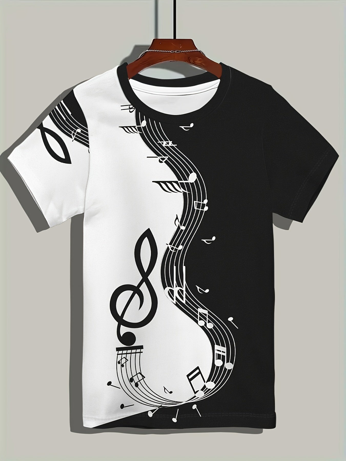 Men's Casual Short Sleeve Note Print T-shirt for Outdoors