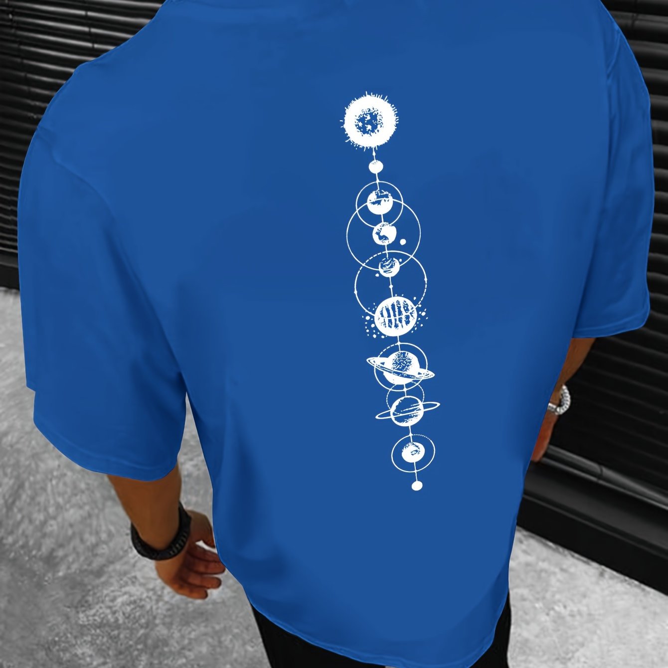 HookUpCo. Men's Casual Planet Print Short Sleeve T-shirt