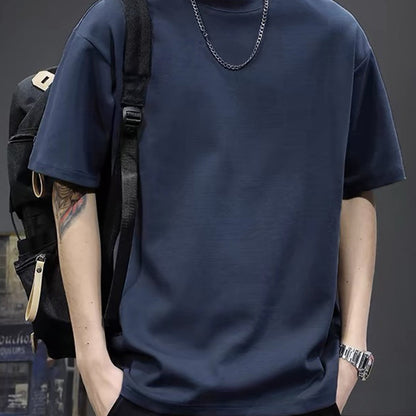 Men's Cotton Crew Neck Tee for Summer Comfort