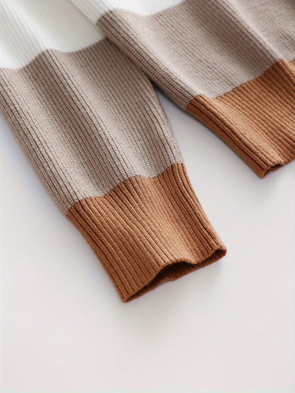 Stylish Color Blocked Men's Knitted Pullover for Active Wear