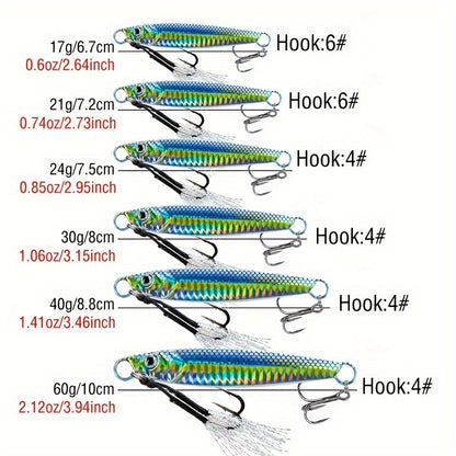 Mixed Color Fishing Jigs with 3D Eyes for Saltwater Fishing