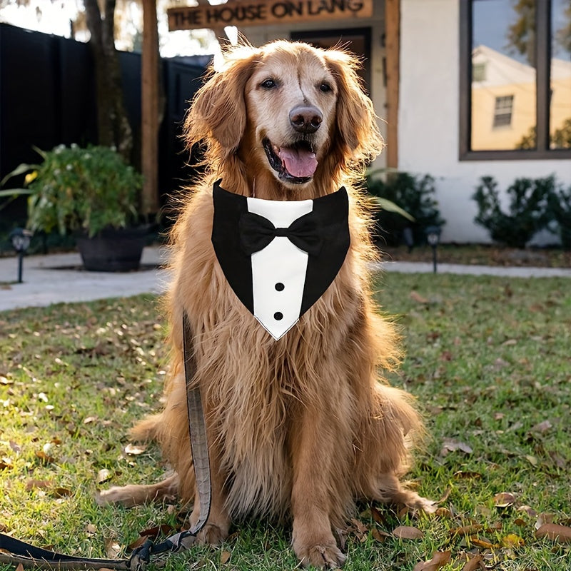 Stylish Dog Tuxedo Suit with Adjustable Bow Tie Collar