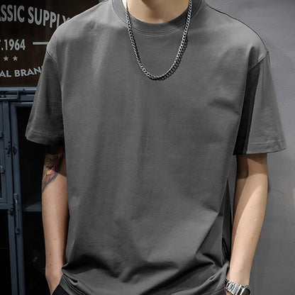 Men's Cotton Crew Neck Tee for Summer Comfort