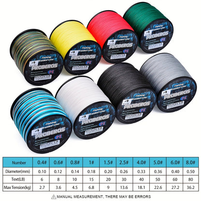 Durable 500M Braided Fishing Line, Zero Stretch, 4 Strands