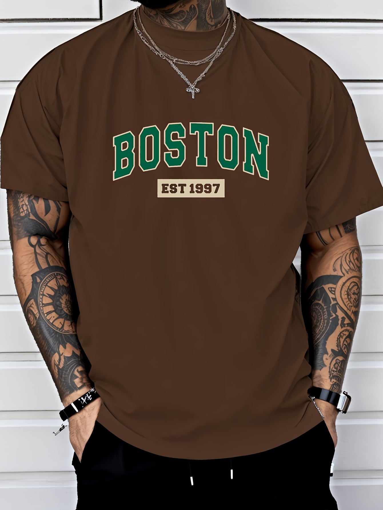 Men's Casual Letter Print T-shirt for Spring and Summer Wear