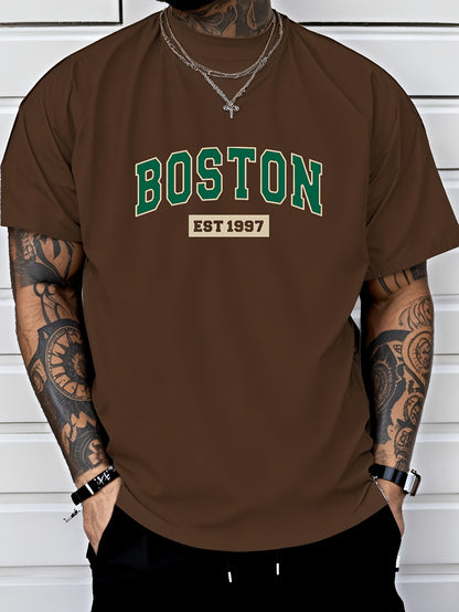 Men's Casual Letter Print T-shirt for Spring and Summer Wear