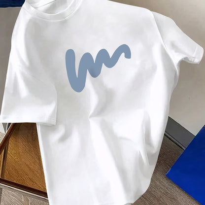 Creative Line Graphic Print Short Sleeve Men's T-Shirt