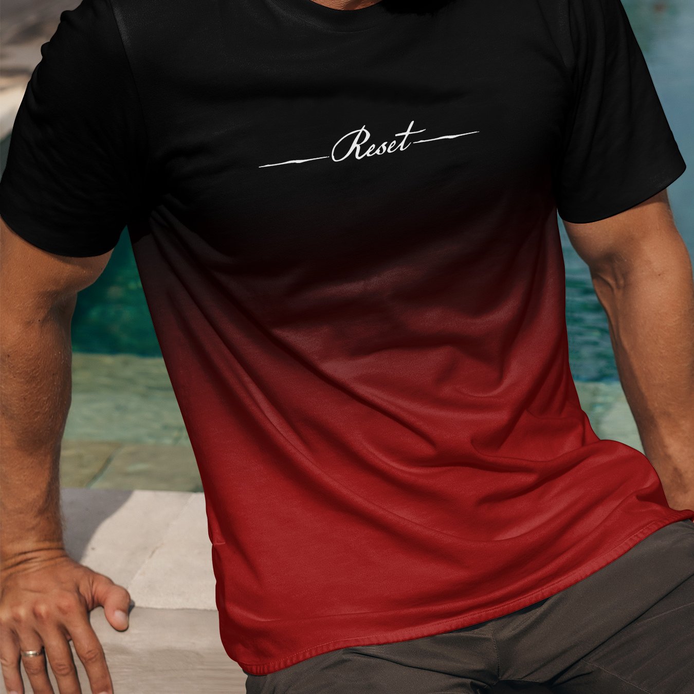 Men's Short Sleeve Gradient Graphic Tee for Summer Adventure