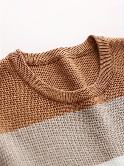 Stylish Color Blocked Men's Knitted Pullover for Active Wear
