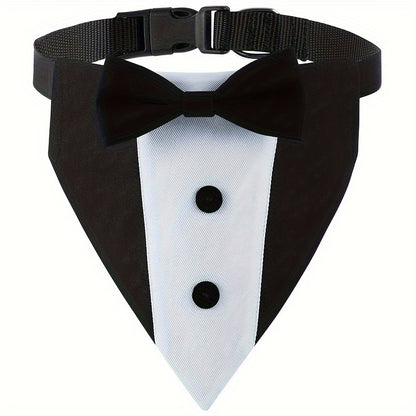 Stylish Dog Tuxedo Suit with Adjustable Bow Tie Collar