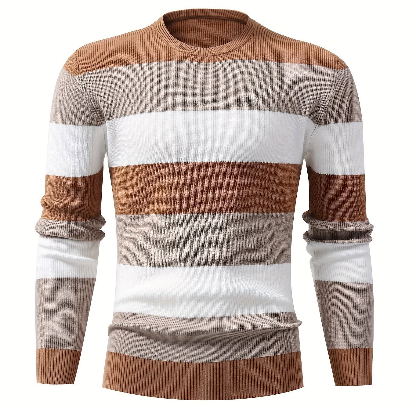 Stylish Color Blocked Men's Knitted Pullover for Active Wear