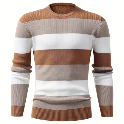 Stylish Color Blocked Men's Knitted Pullover for Active Wear